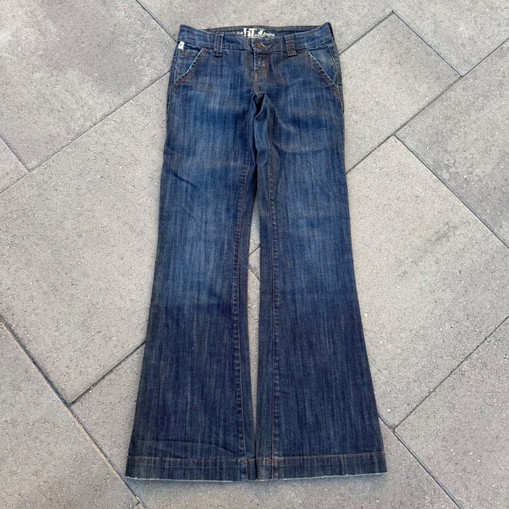 iT Jeans Womens Size 26 Low Rise Flare Wide Leg Denim Blue Wash Y2K 00s